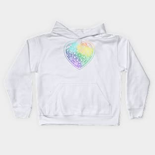 Mandala heart and zentangle patterns rainbow Kids Hoodie